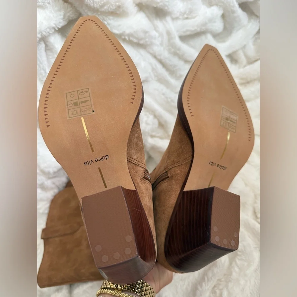 Dolce Vita Over-the-Knee Suede Western Boot - Tan